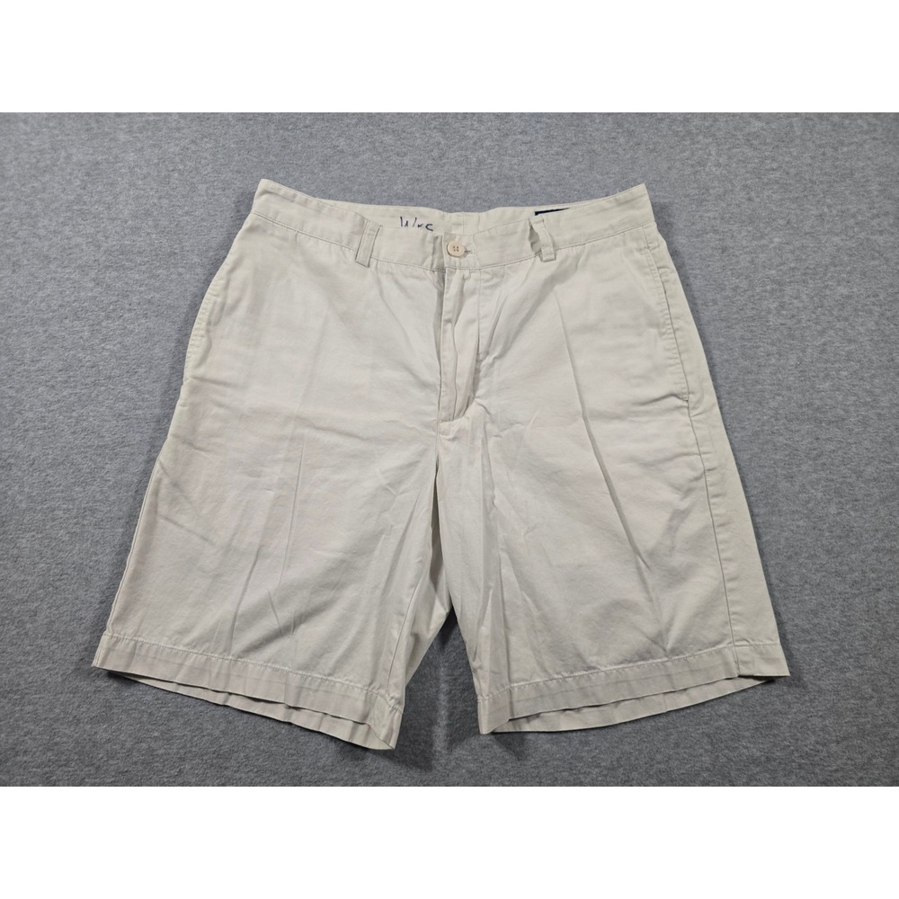 Vineyard Vines Mens Club Shorts Khaki Tan Cotton Flat Front Size 32 9" Inseam